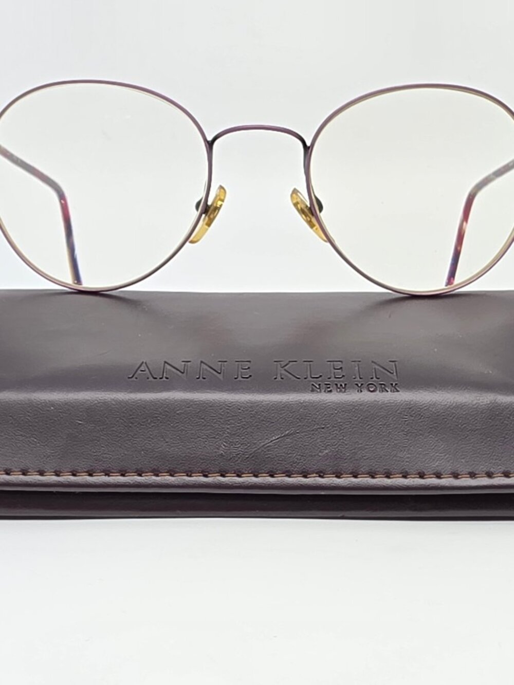 Anne Klein AK 24 Col. 044 Purple Tortoise Petite Round Eyeglasses Frame w/ Case
